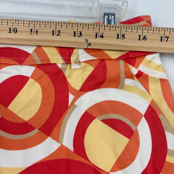 LizGolf Skort Size 10 Orange Yellow White Geo Print Pocket Side Zip Golf Stretch - Picture 7 of 10